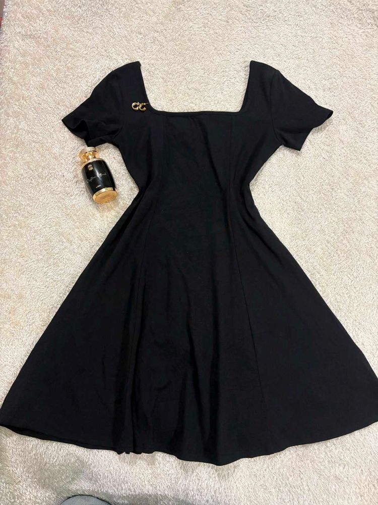 Classic Black Square Neck Dress