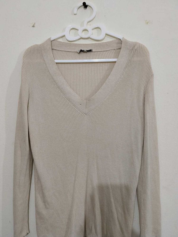 Ribbed V-Neck Sweater