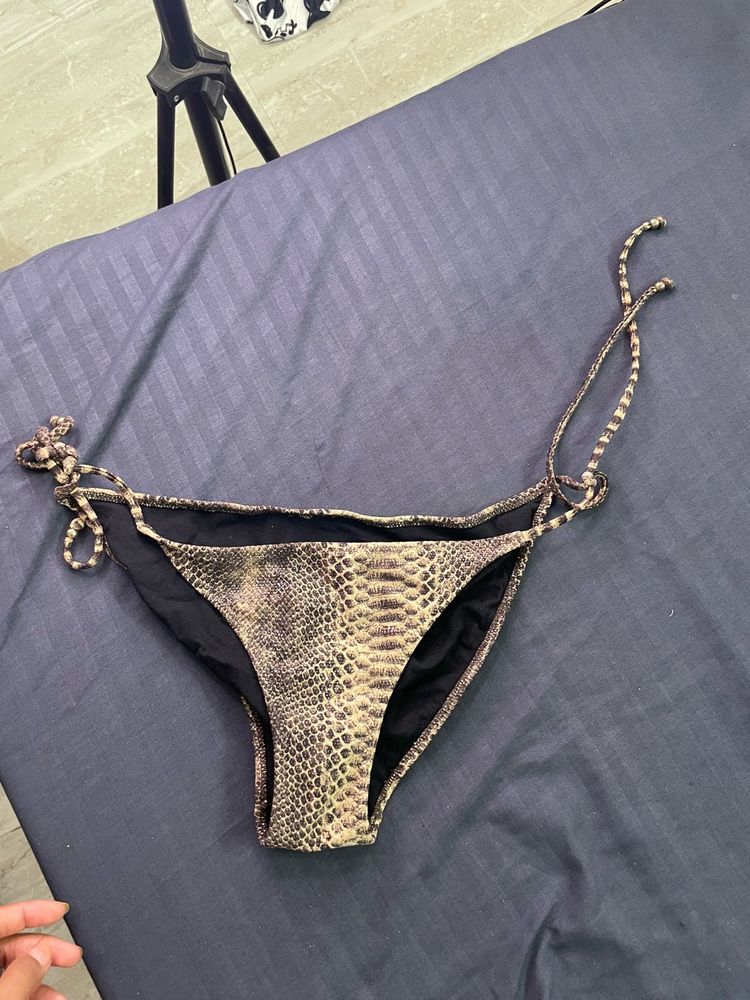 Snake Print Tie-Up Bikini Bottoms