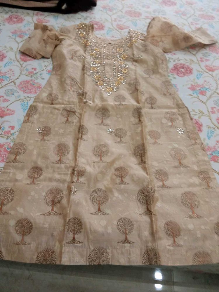 Elegant Embellished Beige Kurta
