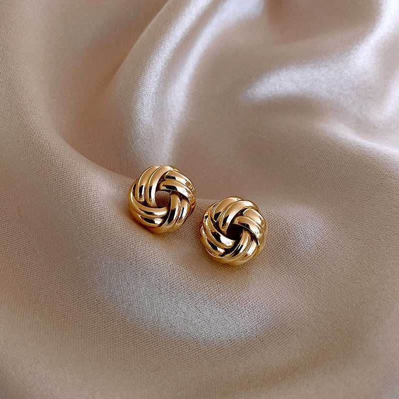 Anti-Tarnish Gold Knot Stud Earrings