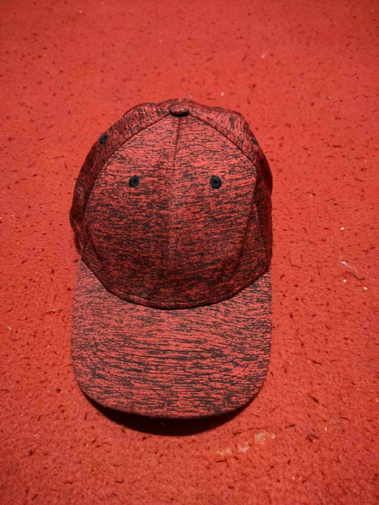 Red &amp; Black Marled Baseball Cap