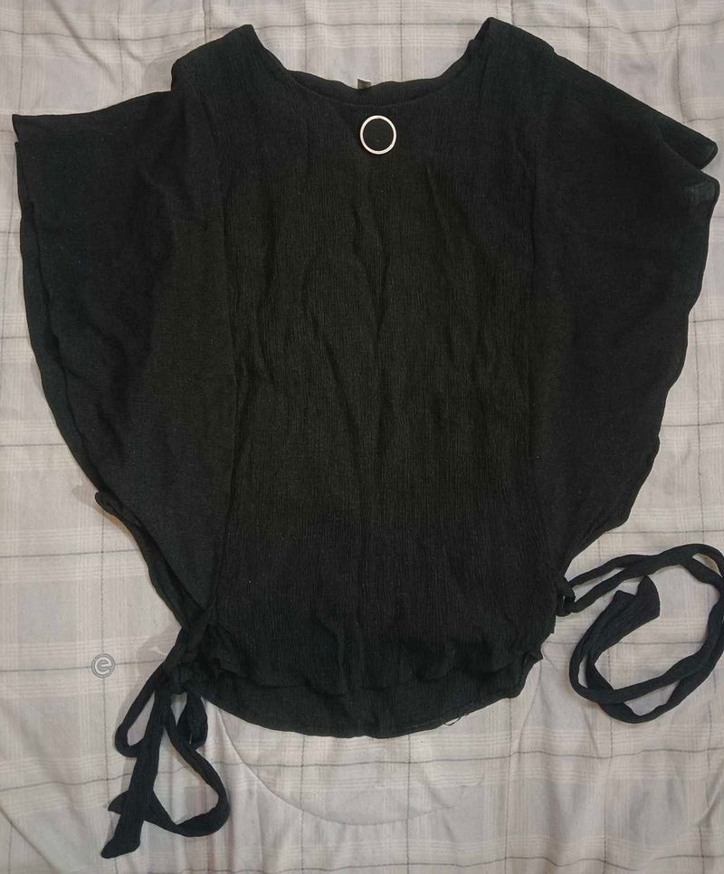 Chic Black Batwing Sleeve Top