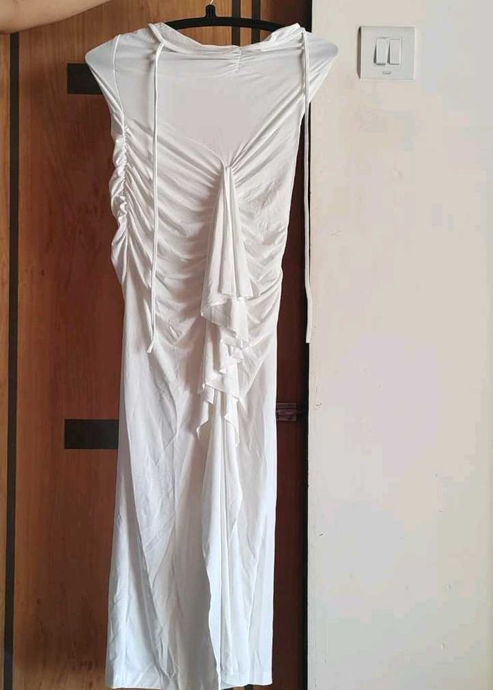 White Ruched Maxi Dress