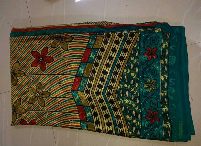 Vibrant Floral Print Saree