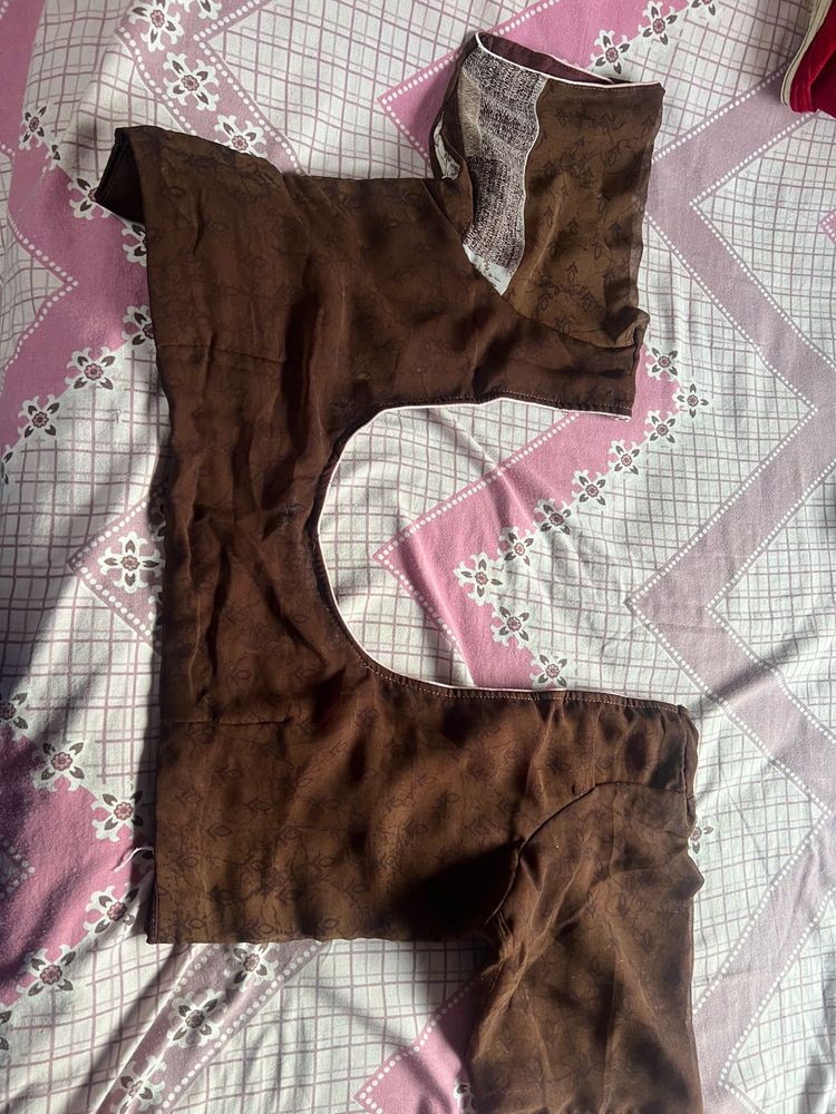 silk saree brown