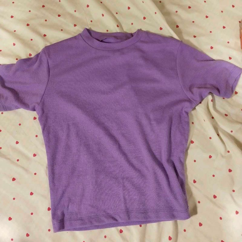 Cute Purple Ribbed Crop Top