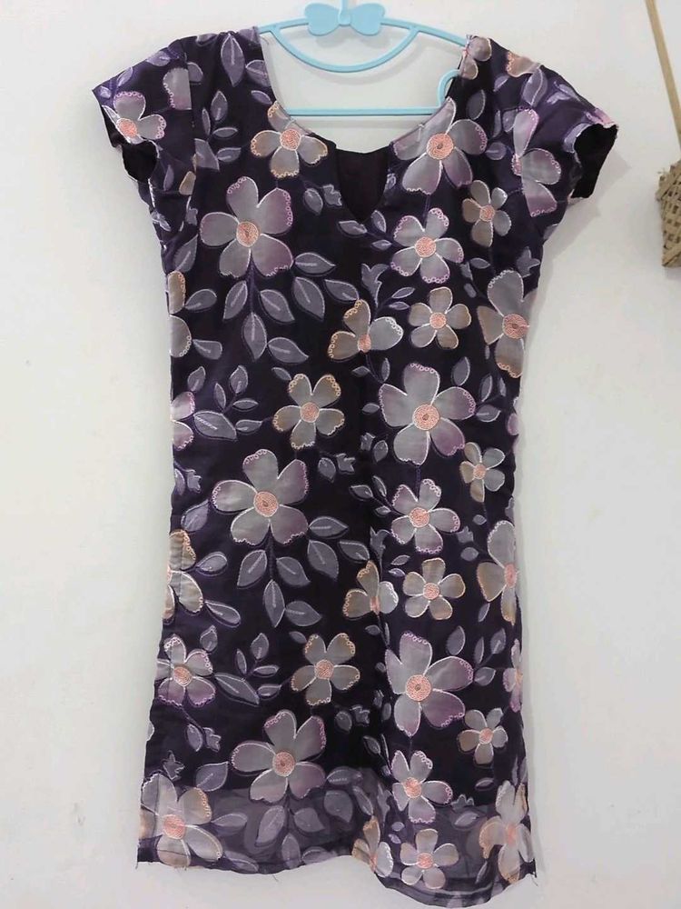 🪻Violet Short floral kurti