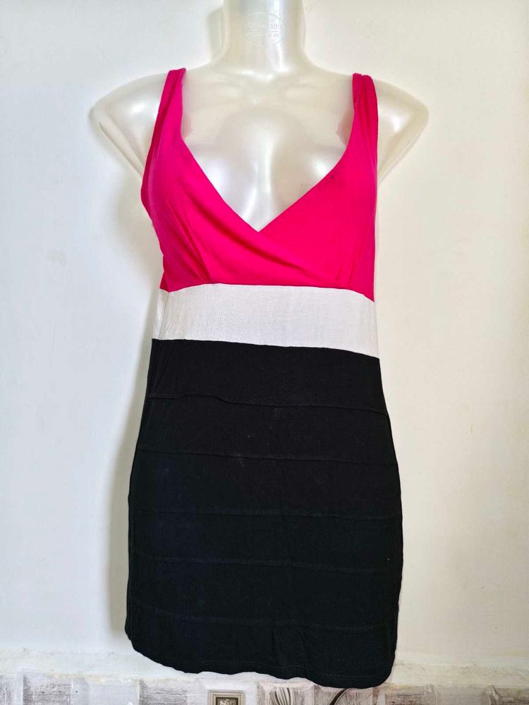 Chic Color Block Sleeveless Dress