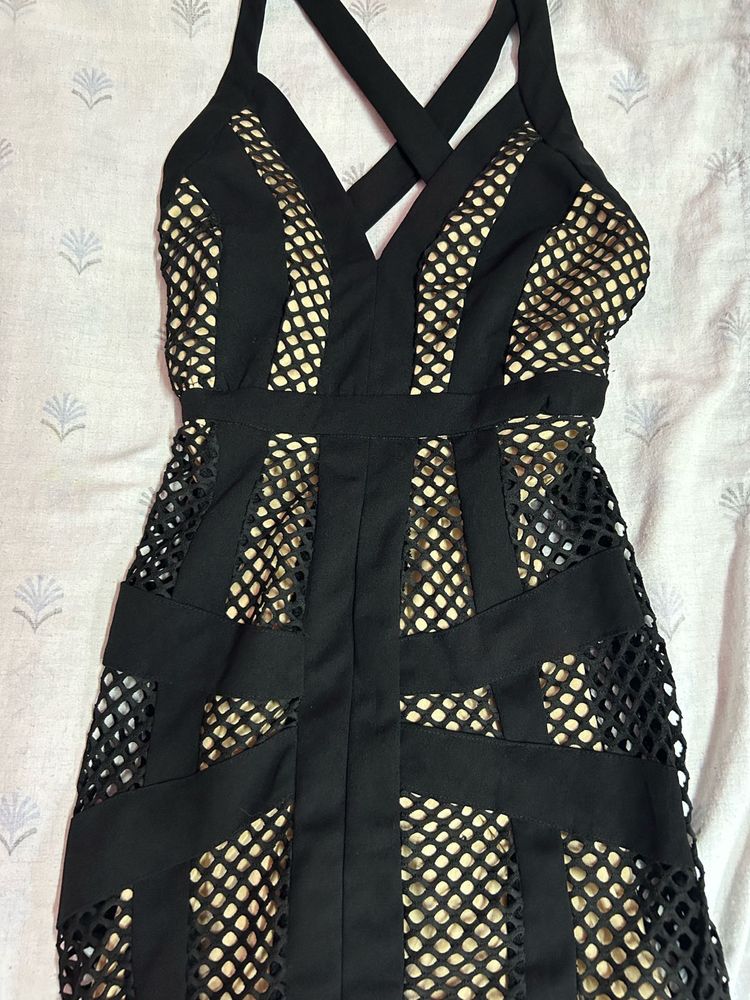 Chic Black Mesh Cocktail Dress