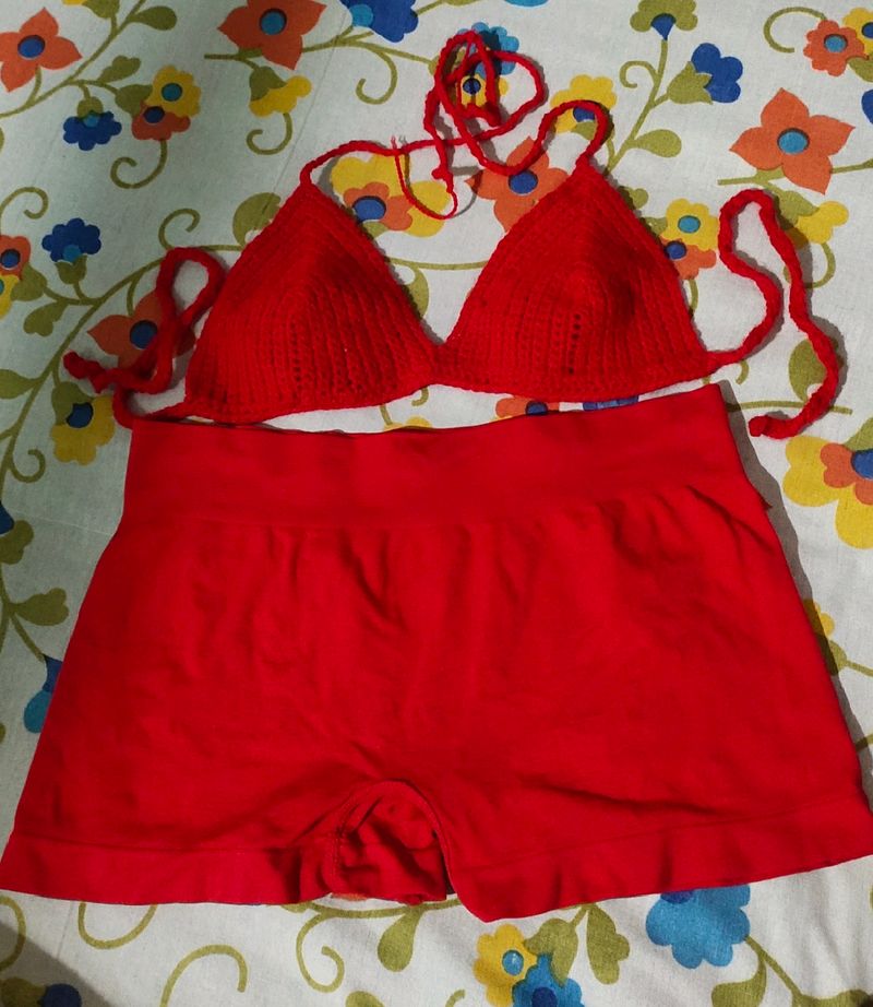 Crochet Bra With Shorts