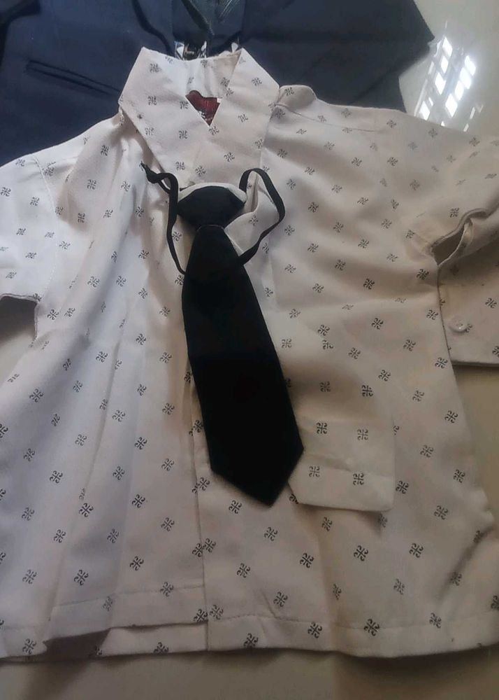Used only once Boy's White Shirt &amp; Tie Set
