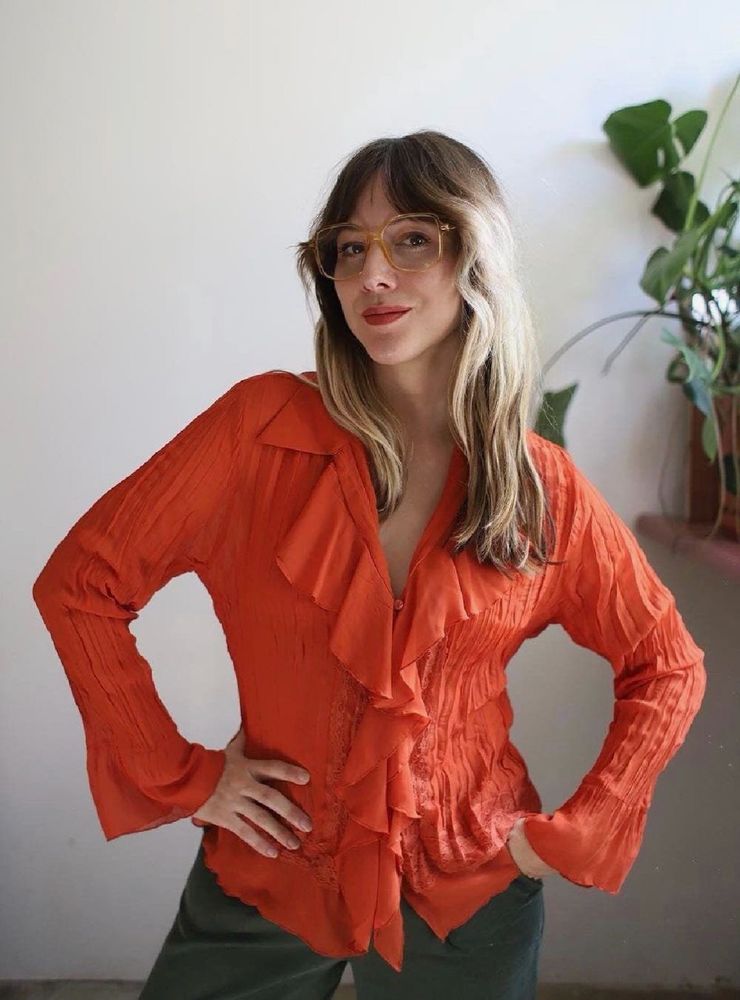 Aesthetic Orange ruffle top