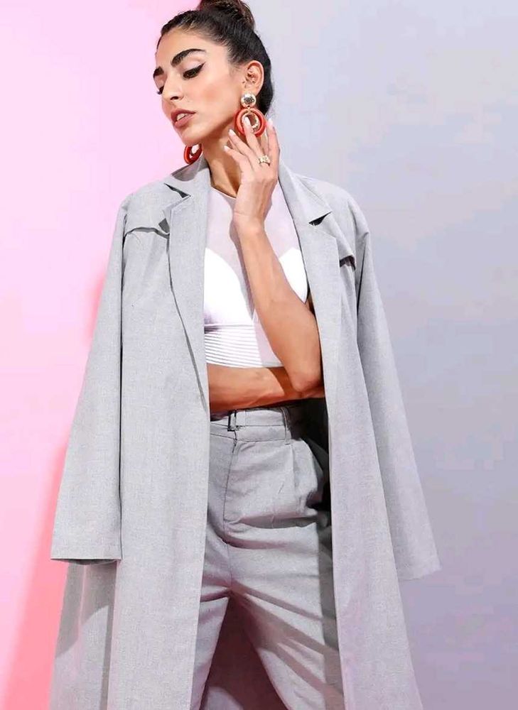 Chic Grey Trench Coat size S