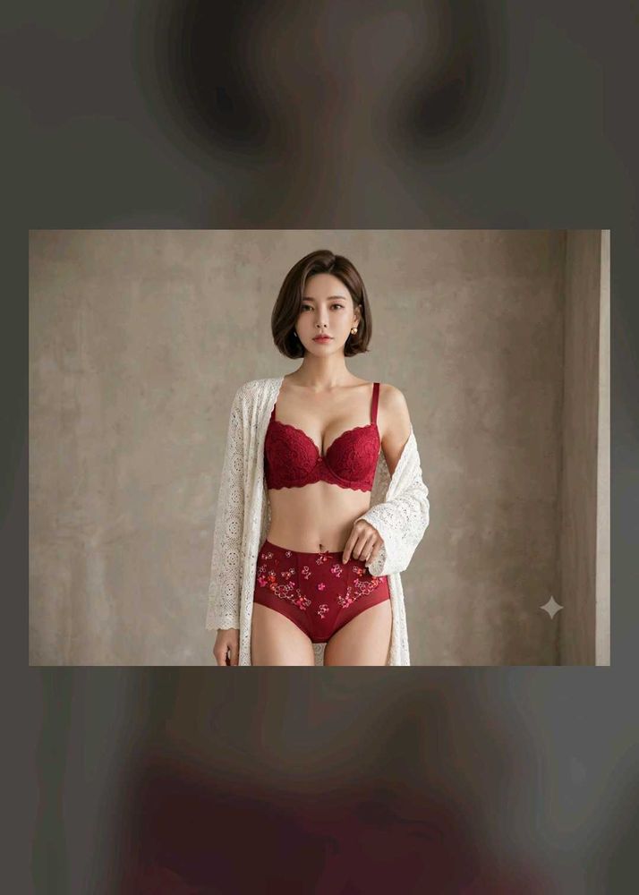 Lace Trimmed pushup Bra and Panty Set