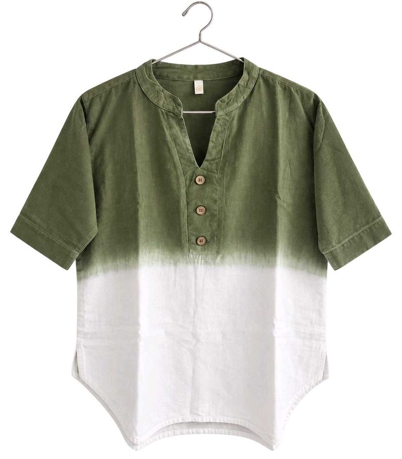 Olive Green &amp; White Cotton SIZE L