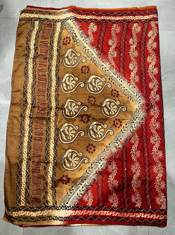 Aari work Pure Silk saree.