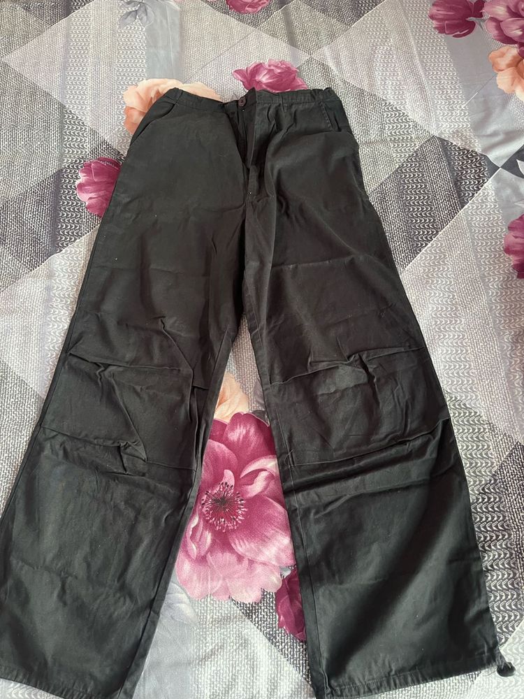Black Wide Leg Cargo Pants
