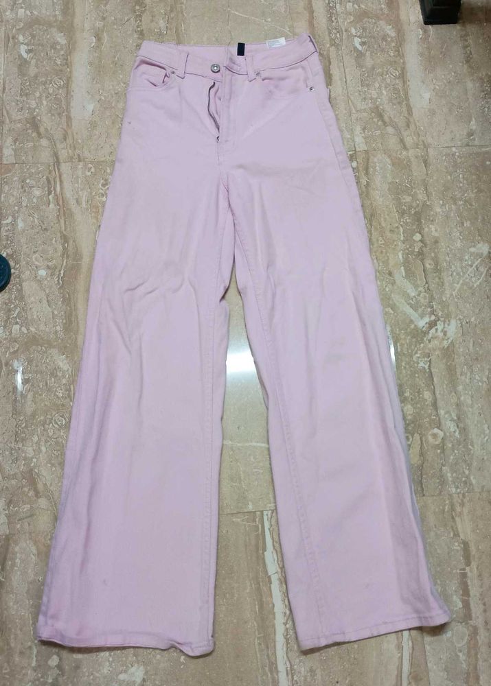 Pink Wide Leg Jeans