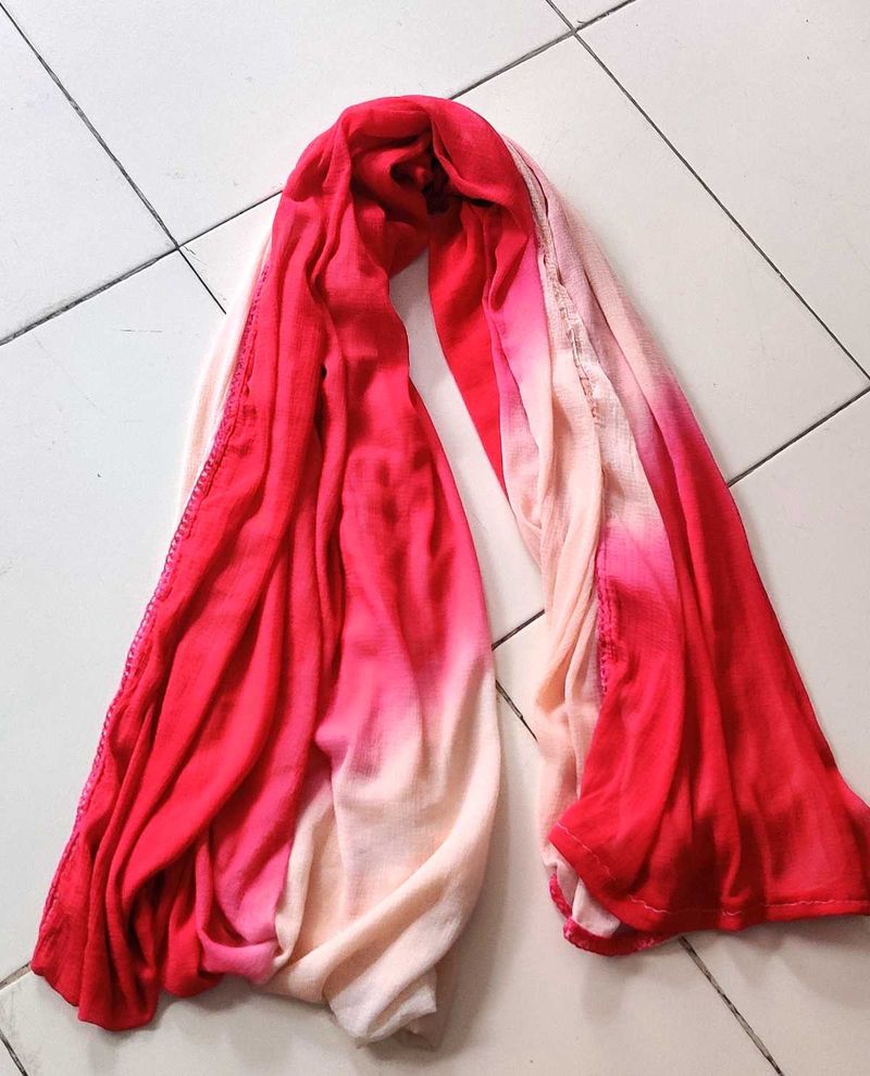 Cream &amp; Red Ombre Scarf