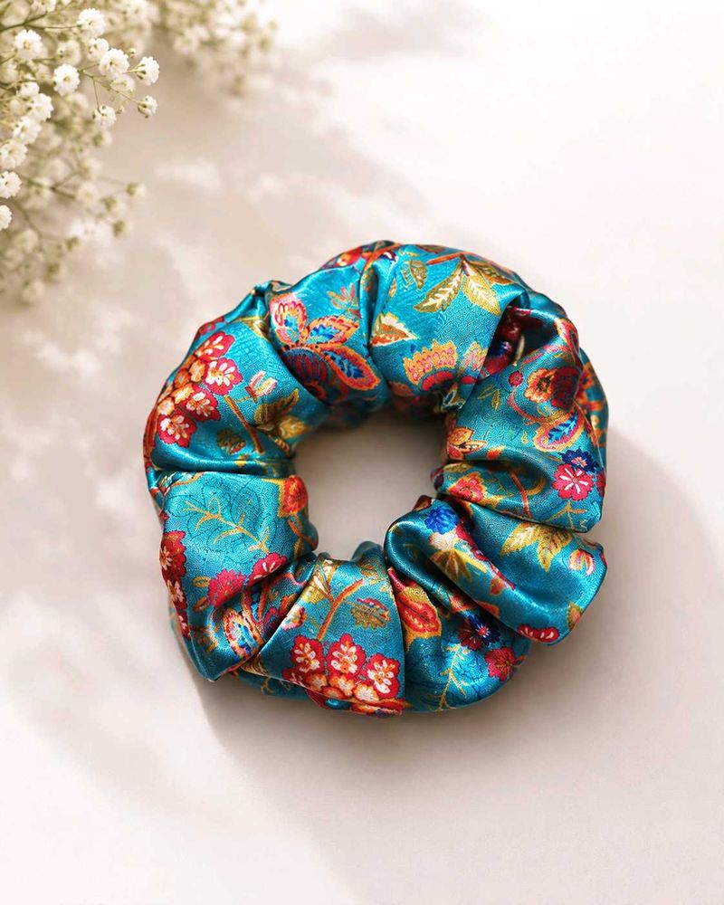 Floral Print Satin Scrunchie
