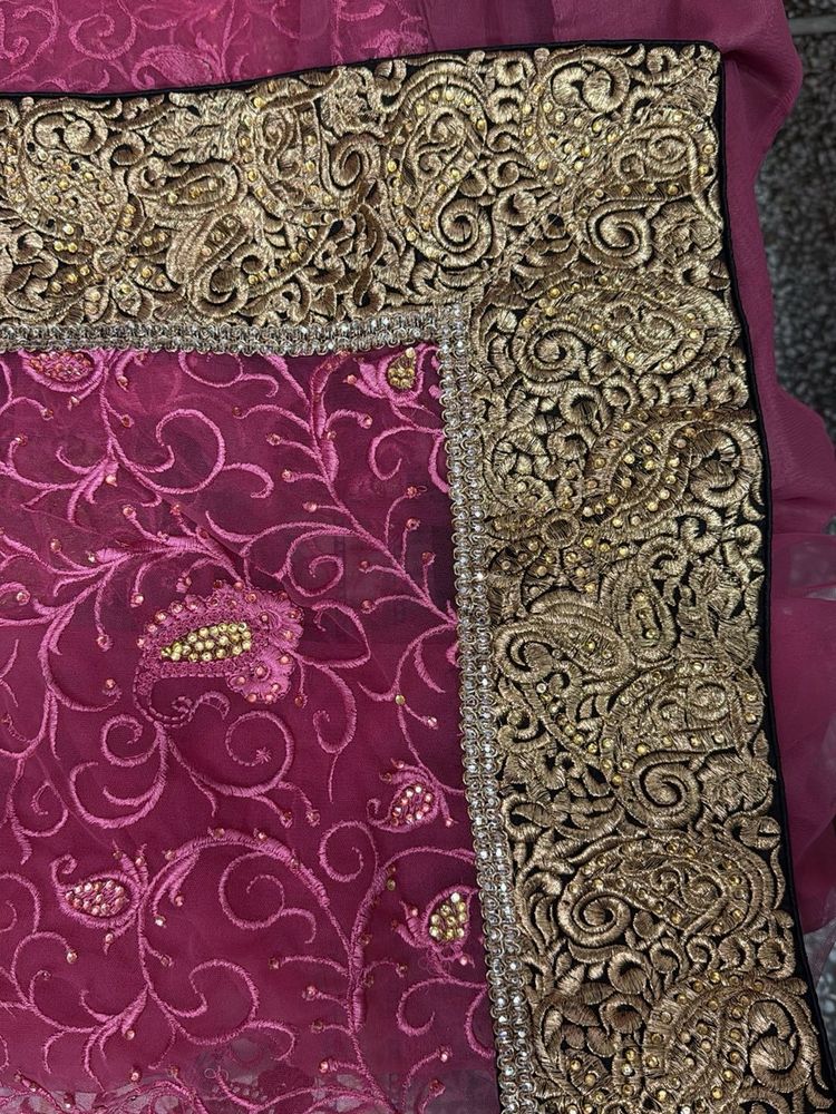 Party Wear Net Saree with thread work