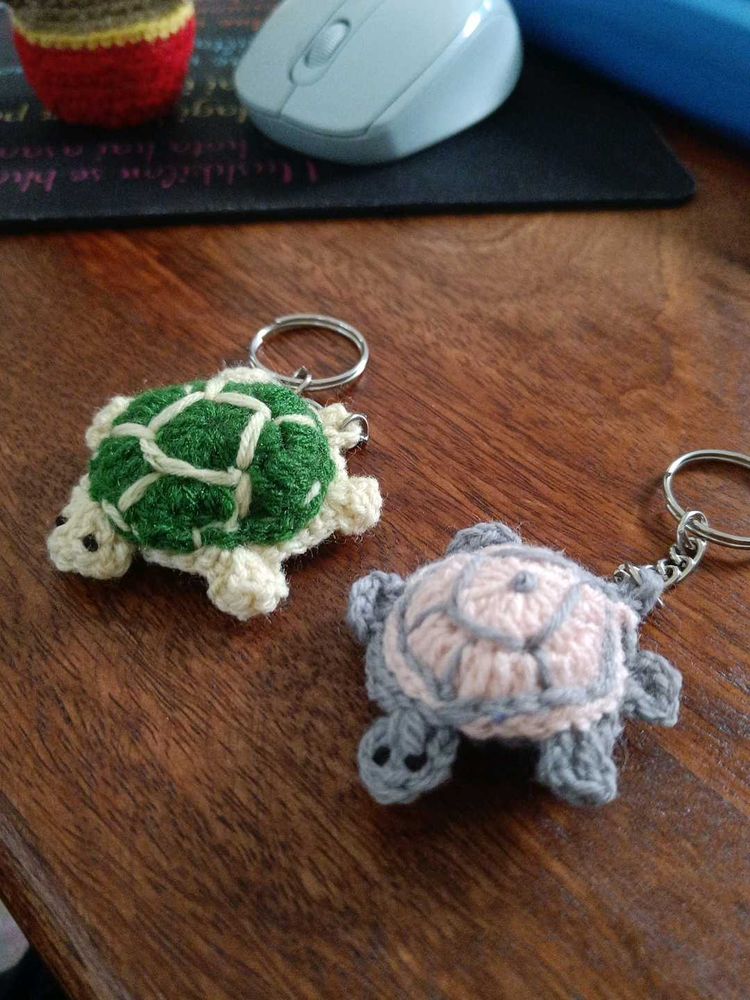 Cute Crocheted Turtle Keychains (Set of 2)