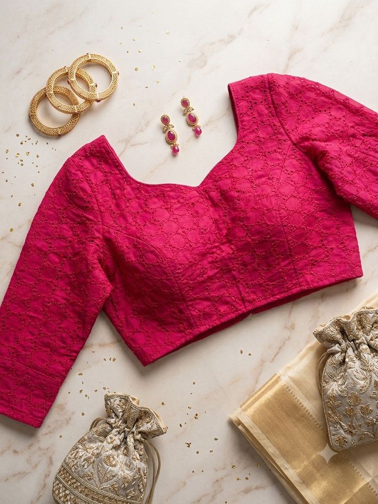 Elegant Pink Embroidered Blouse