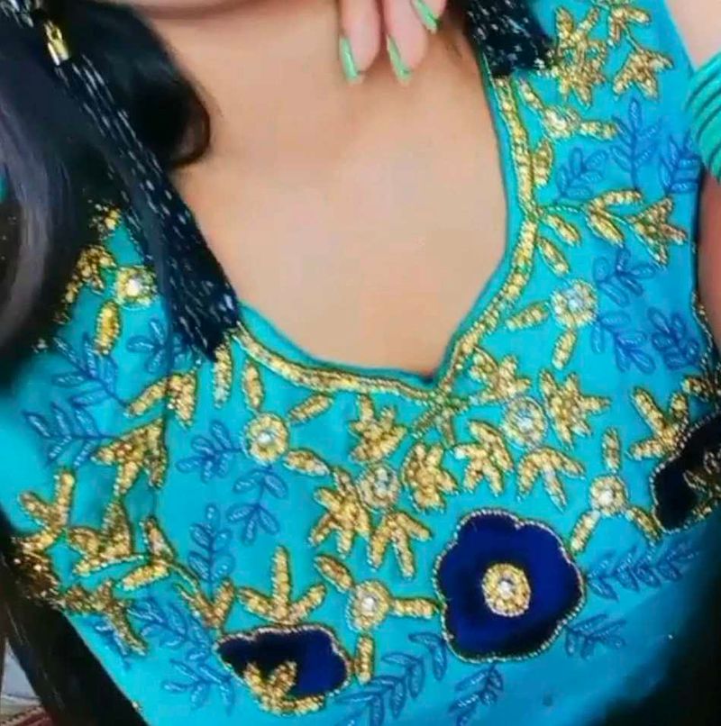 Beautiful Blue Embroidered Blouse