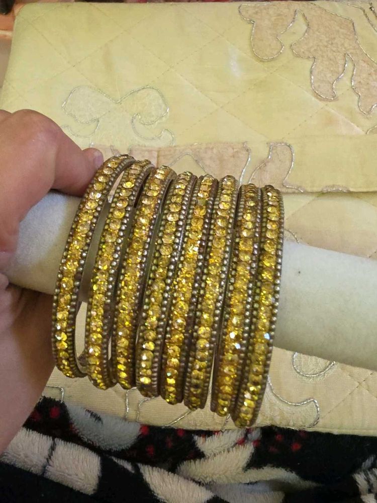 Stunning Set of 8 Yellow Bangl