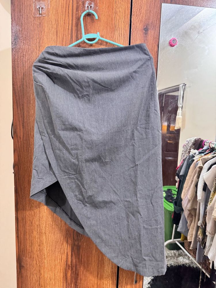 Grey Asymmetrical Midi Skirt