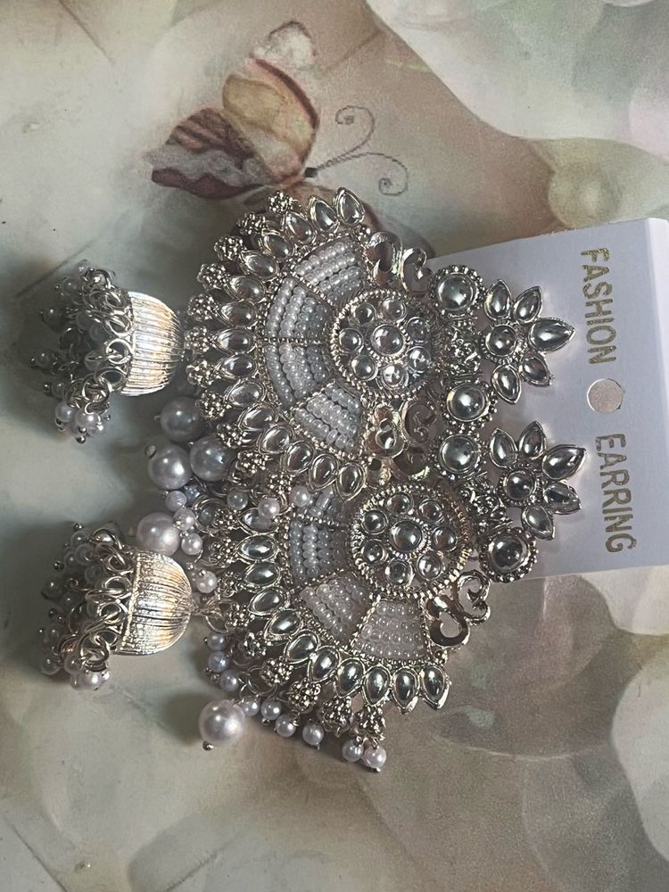 Fancy 3 Pice Set Earrings Mang Tika Mata  Patti