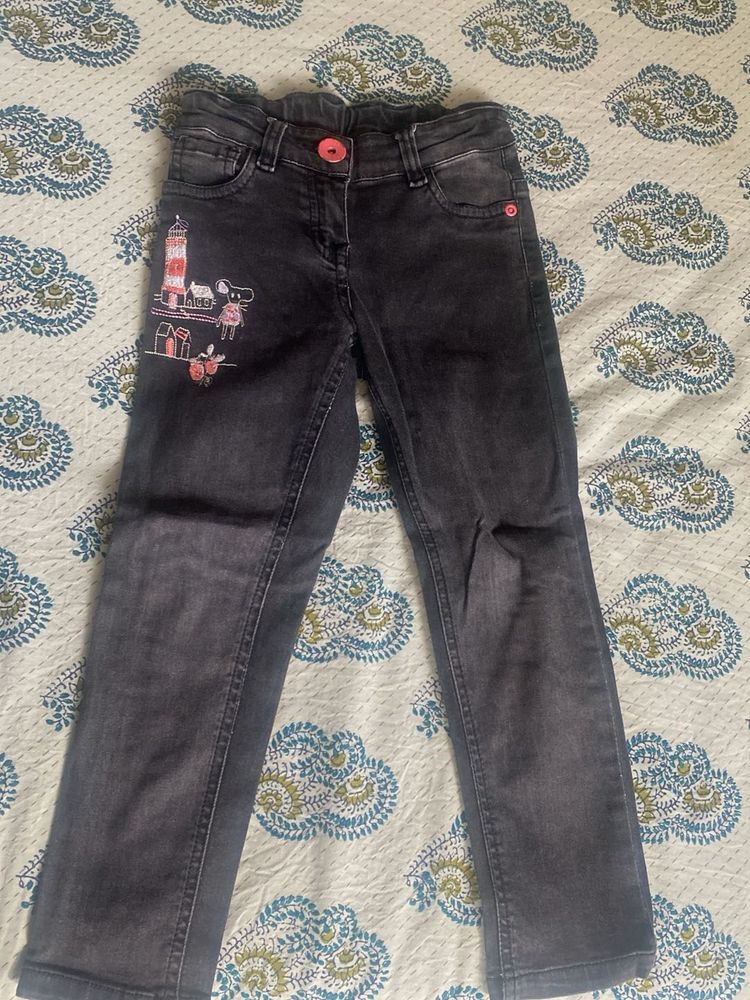 Max Black embroidered Jeans with adjustable waist