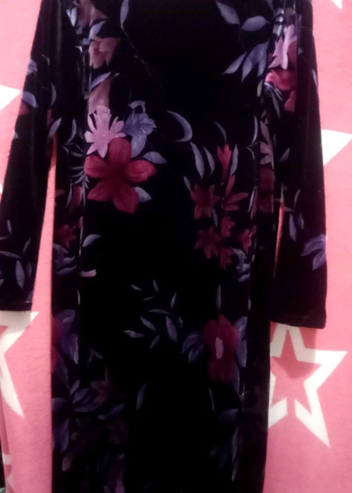 Velvet Floral Print Dress