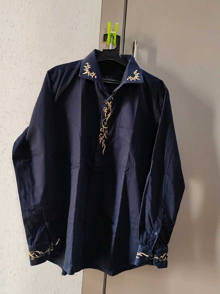 Embroidered Navy Blue Shirt