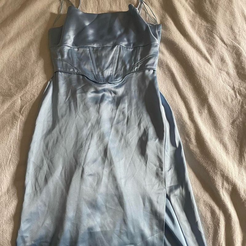 ZARA Baby Blue Corset Midi Dress
