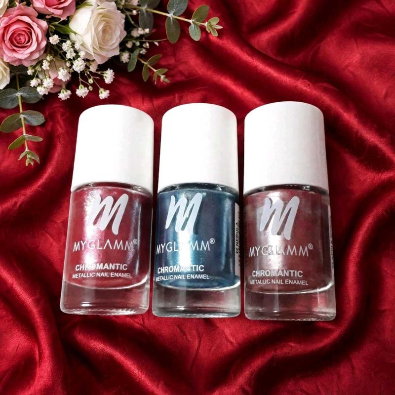 Pack of 3 MyGlamm Chromantic Metallic Nail Enamel