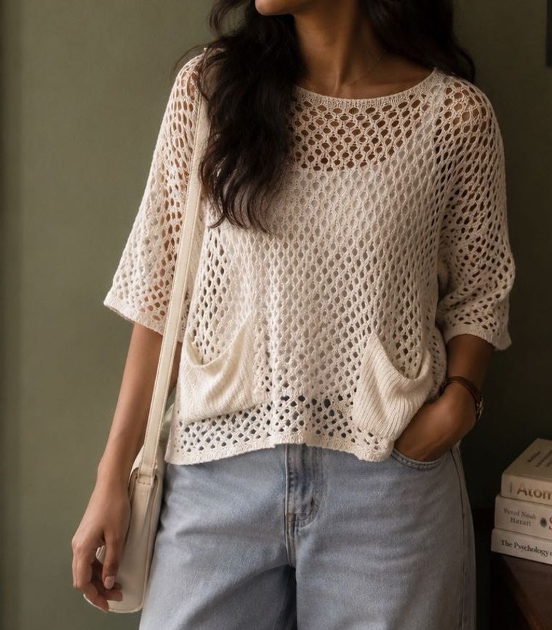 Open-Knit Crochet Pullover