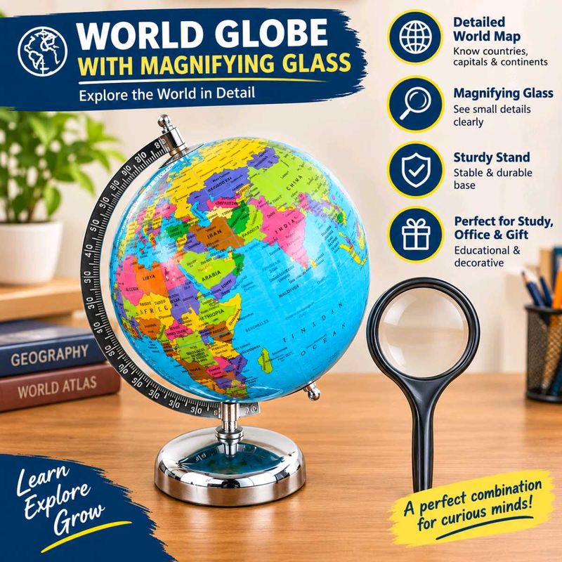 World Globe with Magnifying Glass