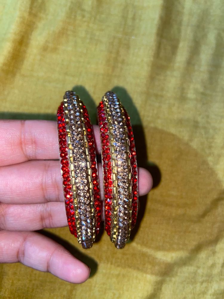 Red &amp; Gold Beaded Bangles