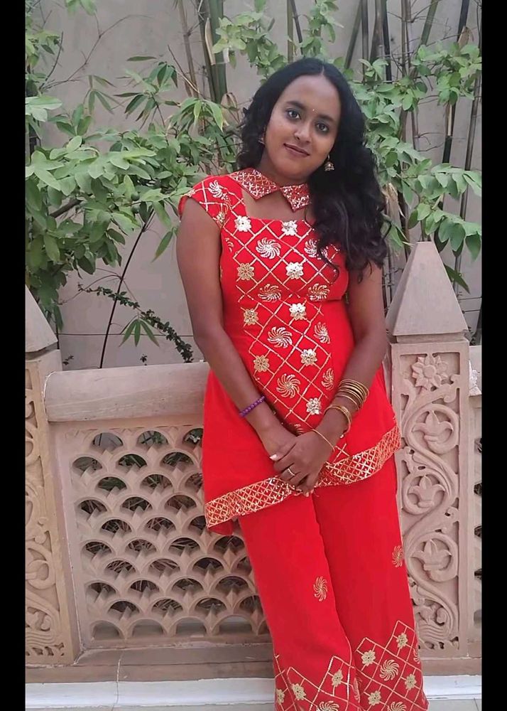 Red chic Sharara Set.