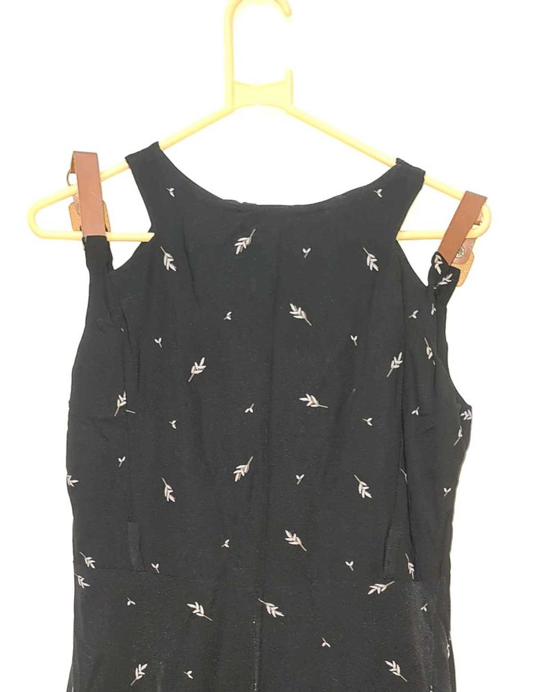 Cute Black Leaf Print dress