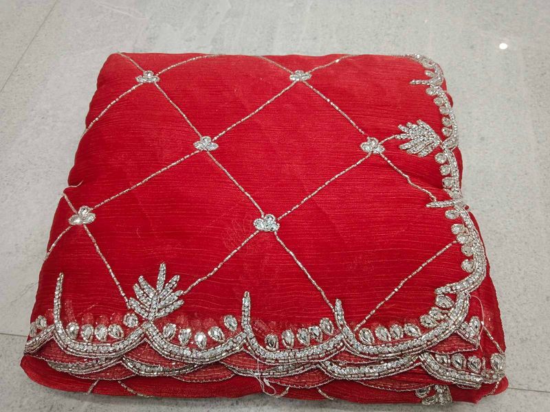 Red Embroidered Saree