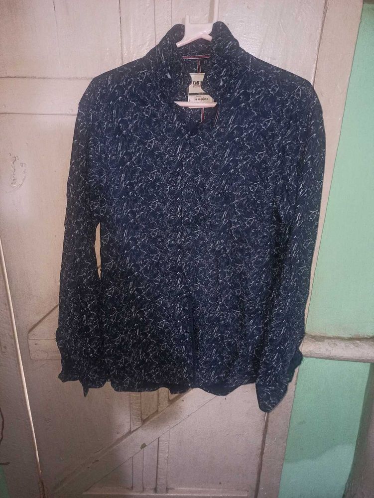 Men's Blue Printed Shirt