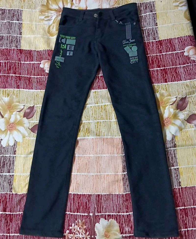 Men's Black Jeans with New York City Print