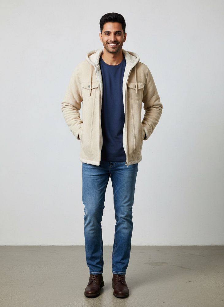 Cozy Beige Hooded Jacket