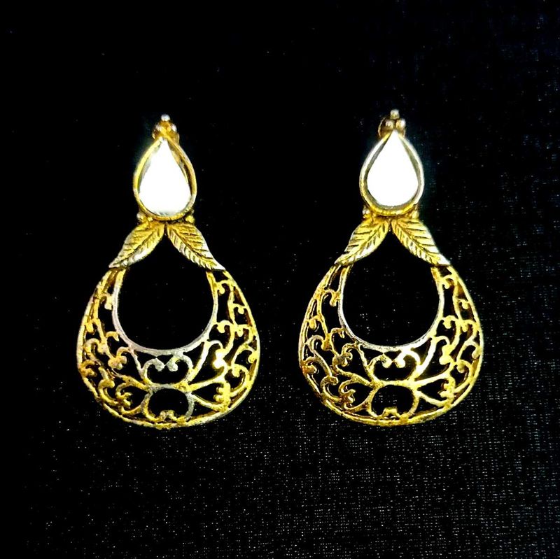 Designer Gold Tone Drop Earrings
