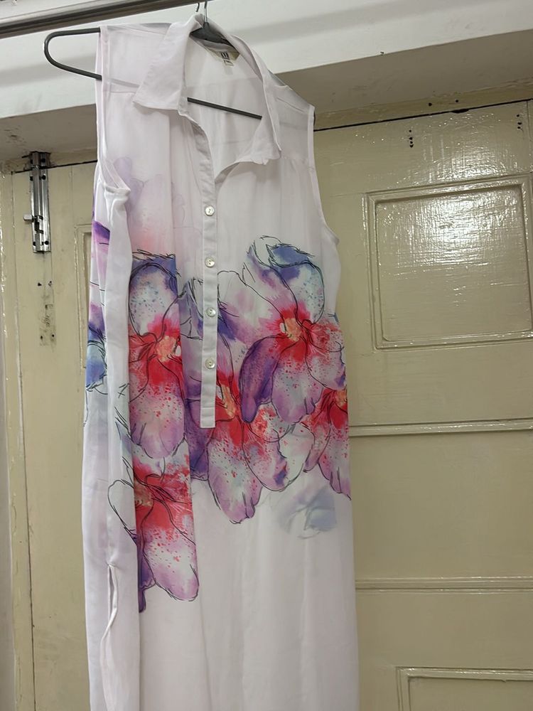 AND White Printed Tunic Size 14