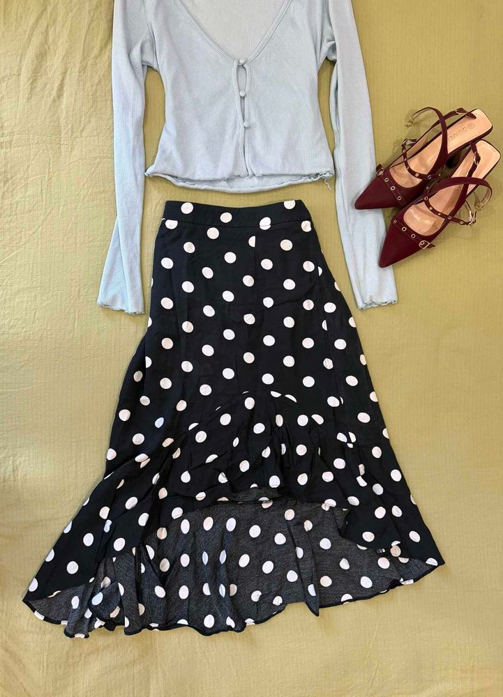 Cute Polka Dot Midi Skirt