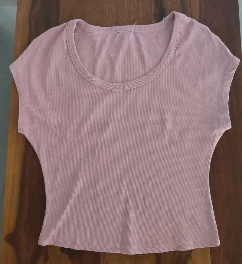 Cute Ribbed Pink Top